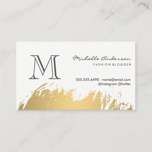 Faux Gold Brushed Monogram Visitekaartje (Voorkant)