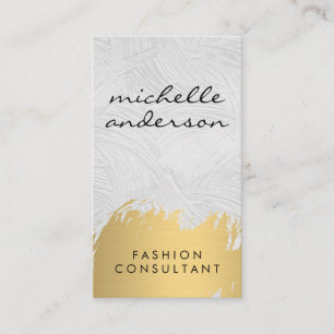 Faux Gold Brushed White Grey fashionista Visitekaartje