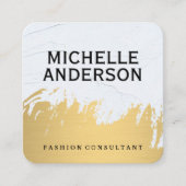 Faux Gold Brushed White Grey | Mode stijlvol Vierkante Visitekaartje (Voorkant)