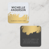 Faux Gold Brushed White Grey | Mode stijlvol Vierkante Visitekaartje (Voorkant / Achterkant)