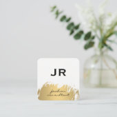 Faux Gold Brushed White Grey Vierkante Visitekaartje (Staand voorkant)