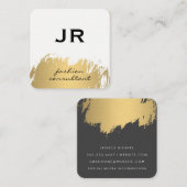 Faux Gold Brushed White Grey Vierkante Visitekaartje (Voorkant / Achterkant)