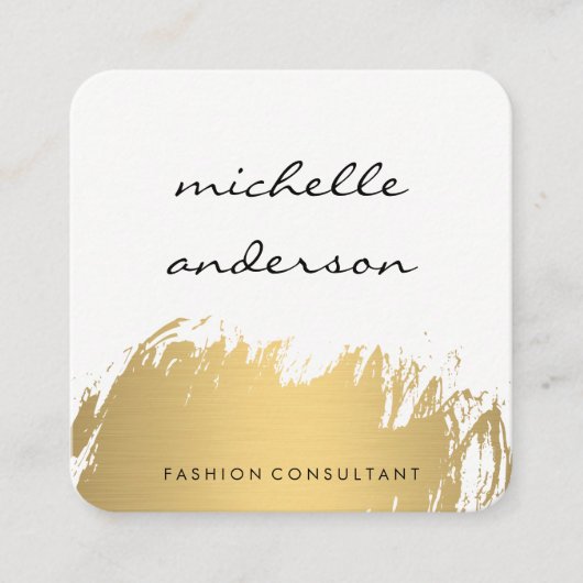 Faux Gold Brushed White Grey Vierkante Visitekaartje (Voorkant)