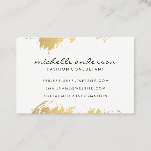 Faux Gold Brushed Wit Grijs / Variatie Visitekaartje (Voorkant)