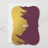 Faux Gold Brushstrokes & Bourgogne met monogram in Kaart (Achterkant)