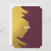 Faux Gold Brushstrokes & Bourgogne met monogram Kaart (Achterkant)
