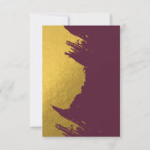 Faux Gold Brushstrokes & Bourgogne met monogram RSVP Kaartje (Achterkant)