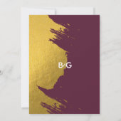 Faux Gold Brushstrokes & Bourgogne met monogram Save The Date (Achterkant)