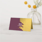 Faux Gold Brushstrokes & Bourgogne Weddenschap Plaatskaartje (Achterkant)
