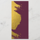 Faux Gold Brushstrokes Burgundy, Monogram Weddensc Menu (Achterkant)