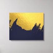 Faux Gold Brushstrokes met Navy Blue Background Canvas Afdruk (Voorkant)