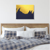 Faux Gold Brushstrokes met Navy Blue Background Canvas Afdruk (Insitu (Slaapkamer))