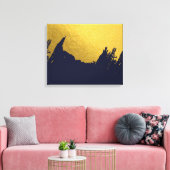 Faux Gold Brushstrokes met Navy Blue Background Canvas Afdruk (Insitu (Woonkamer))