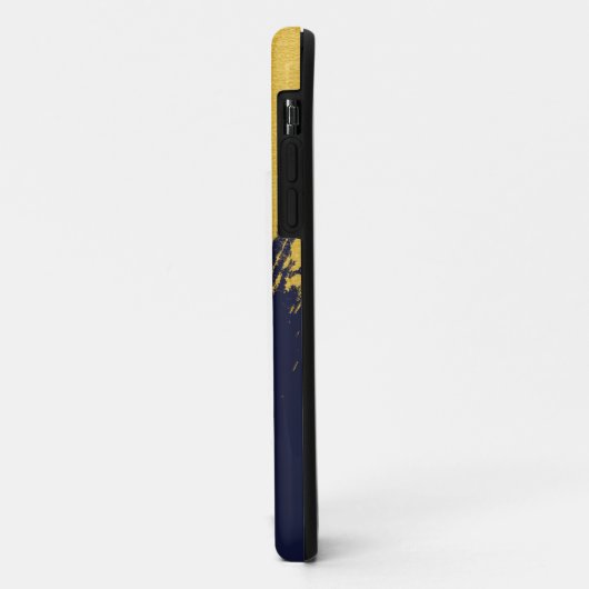 Faux Gold Brushstrokes met Navy Blue Background Case-Mate iPhone Case (Achterkant/links)