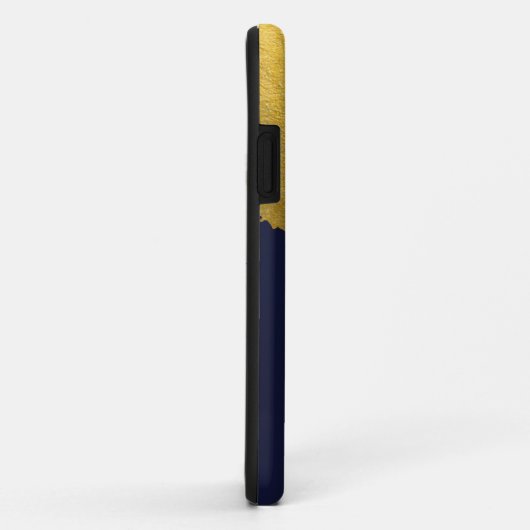 Faux Gold Brushstrokes met Navy Blue Background Case-Mate iPhone Case (Achterkant/rechts)