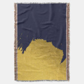 Faux Gold Brushstrokes met Navy Blue Background Deken (Voorkant Verticaal)