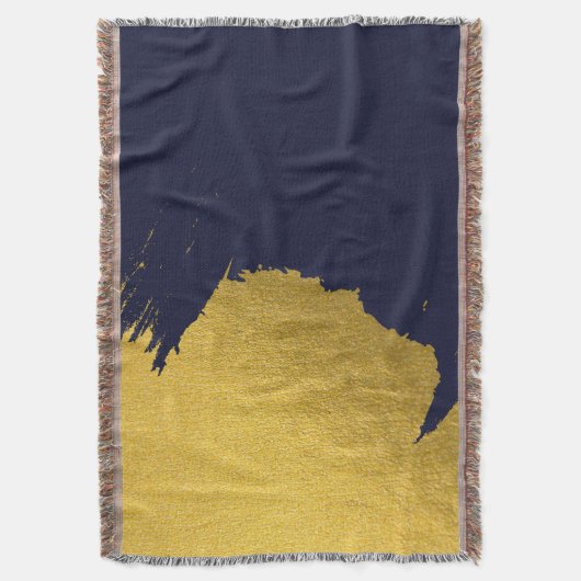 Faux Gold Brushstrokes met Navy Blue Background Deken (Voorkant Verticaal)