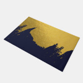 Faux Gold Brushstrokes met Navy Blue Background Deurmat (Schuin)