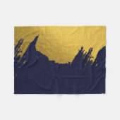 Faux Gold Brushstrokes met Navy Blue Background Fleece Deken (Voorkant (Horizontaal))