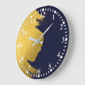 Faux Gold Brushstrokes met Navy Blue Background Grote Klok (Hoek)