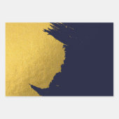 Faux Gold Brushstrokes met Navy Blue Background Inpakpapier Vel (Voorkant 3)