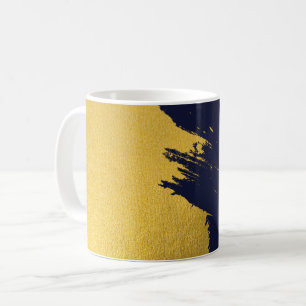 Faux Gold Brushstrokes met Navy Blue Background Koffiemok