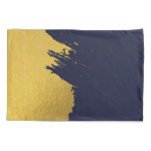 Faux Gold Brushstrokes met Navy Blue Background Kussensloop (Achterkant)