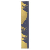 Faux Gold Brushstrokes met Navy Blue Background Lange Tafelloper (Voorkant)