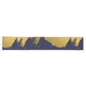 Faux Gold Brushstrokes met Navy Blue Background Lange Tafelloper (Horizontaal)