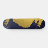 Faux Gold Brushstrokes met Navy Blue Background Persoonlijk Skateboard (Horizontaal)