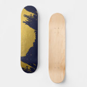 Faux Gold Brushstrokes met Navy Blue Background Persoonlijk Skateboard (Voorkant)