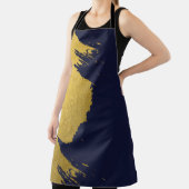 Faux Gold Brushstrokes met Navy Blue Background Schort (Insitu)