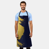 Faux Gold Brushstrokes met Navy Blue Background Schort (Gedragen)