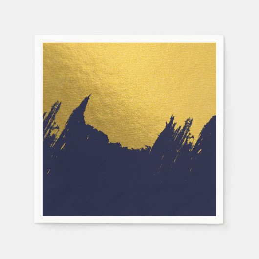Faux Gold Brushstrokes met Navy Blue Background Servet (Voorkant)