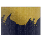 Faux Gold Brushstrokes met Navy Blue Background Snijplank (Voorkant)