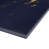 Faux Gold Brushstrokes met Navy Blue Background Snijplank (Hoek)