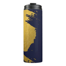 Faux Gold Brushstrokes met Navy Blue Background Thermosbeker