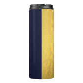 Faux Gold Brushstrokes met Navy Blue Background Thermosbeker (Achterkant)