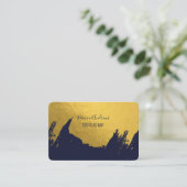 Faux Gold Brushstrokes met Navy Blue Background Visitekaartje (Staand voorkant)