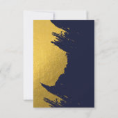 Faux Gold Brushstrokes & Navy Blue met monogram RSVP Kaartje (Achterkant)