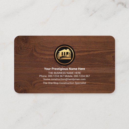 Faux Gold Building Handyman Tools Lijst Visitekaartje (Achterkant)