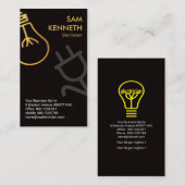 Faux Gold Bulb Grey Power Plug-elektricien Visitekaartje (Voorkant / Achterkant)