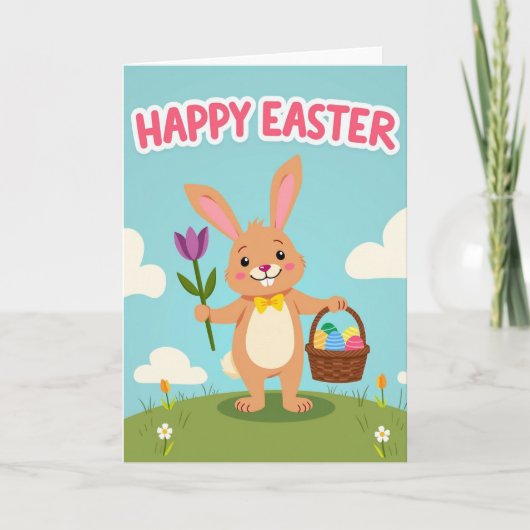 Faux Gold Bunny Springtime Card Kaart (Voorkant)