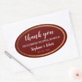 Faux Gold Burgundy Modern Elegant Wedding Ovale Sticker (Envelop)