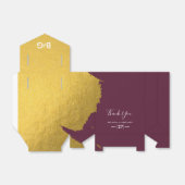Faux Gold Burgundy, Monogram Weddenschap Bedankdoosjes (Uitgevouwen)