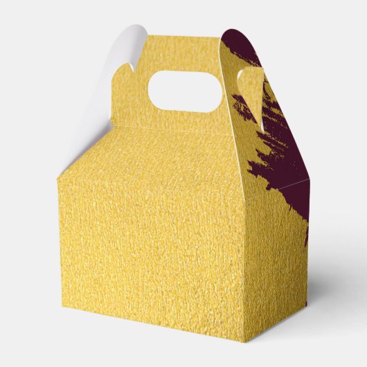 Faux Gold Burgundy, Monogram Weddenschap Bedankdoosjes (Achterkant)