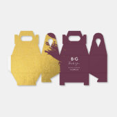Faux Gold Burgundy, Monogram Weddenschap Bedankdoosjes (Uitgevouwen)