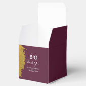 Faux Gold Burgundy, Monogram Weddenschap Bedankdoosjes (Geopend)
