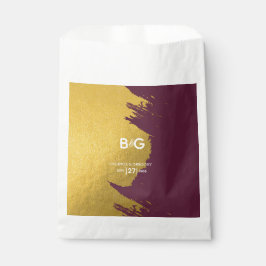 Faux Gold Burgundy, Monogram Weddenschap Bedankzakje