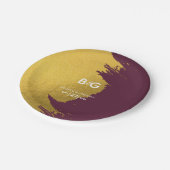 Faux Gold Burgundy, Monogram Weddenschap Papieren Bordje (Gekanteld)